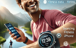 DALL·E 2025-03-20 10.47.25 - A happy Garmin smartwatch user interacting seamlessly with an iPhone. The user, an outdoor enthusiast, is receiving notifications, syncing fitness dat_webp