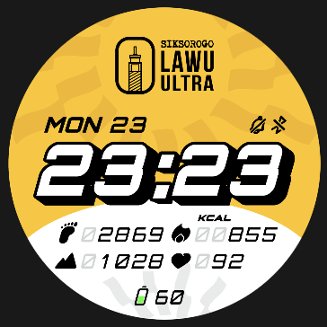 Coros Pace 4 watch face - SLU 2025 Yellow