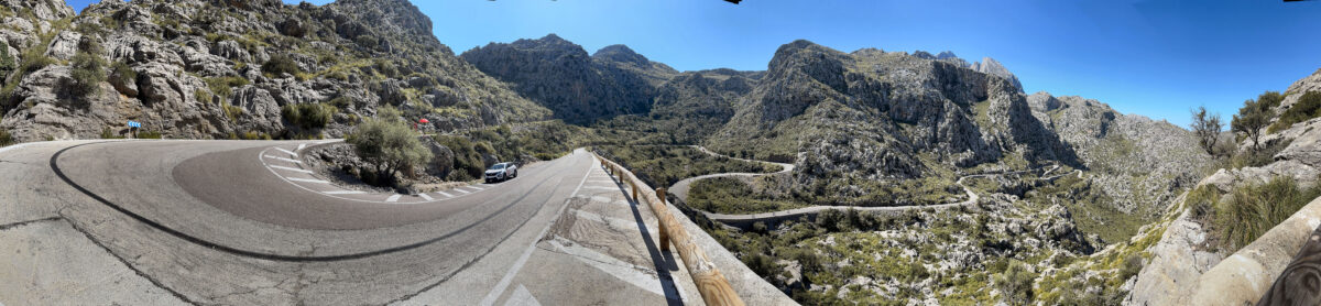 Sa Calobra descent switchbacks on the climb up from the port, Mallorca. There's only one way back. The fun way