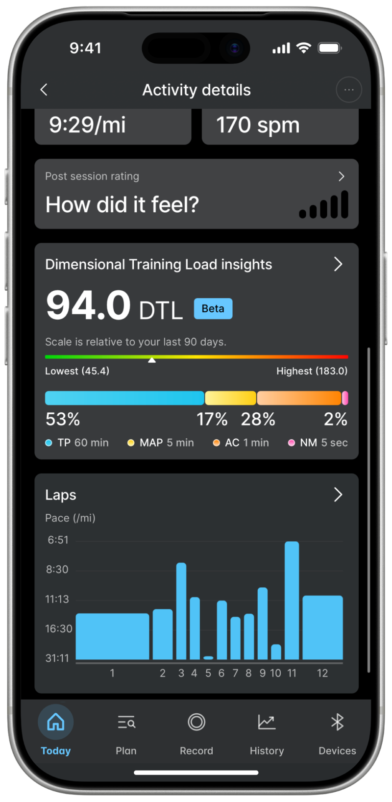 Wahoo App activity details screen showing a recorded workout summary