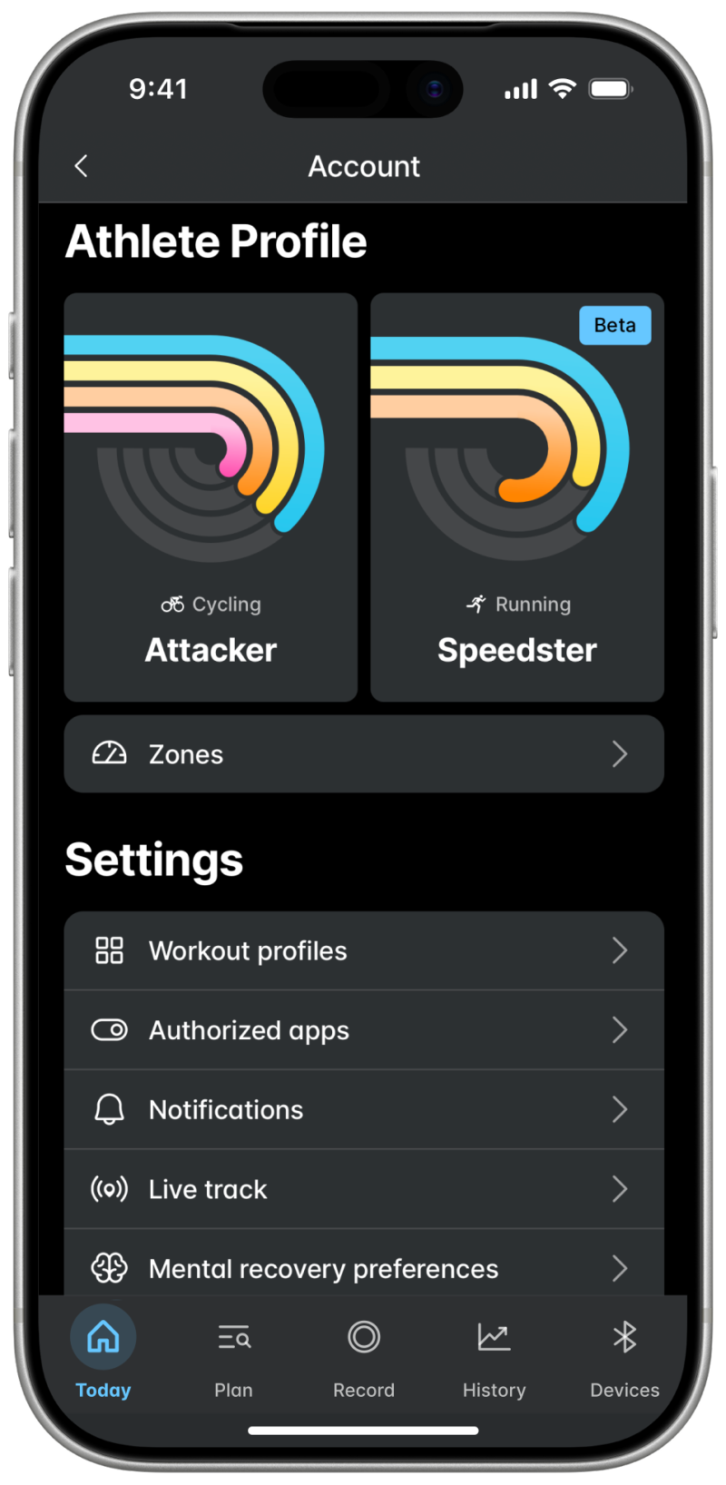 Wahoo App athlete profile screen combining 4DP and 3DP performance metrics