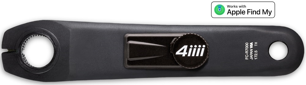 Black 4iiii PRECISION 3+ Shimano R7000 Power Meter with Apple Find My logo.